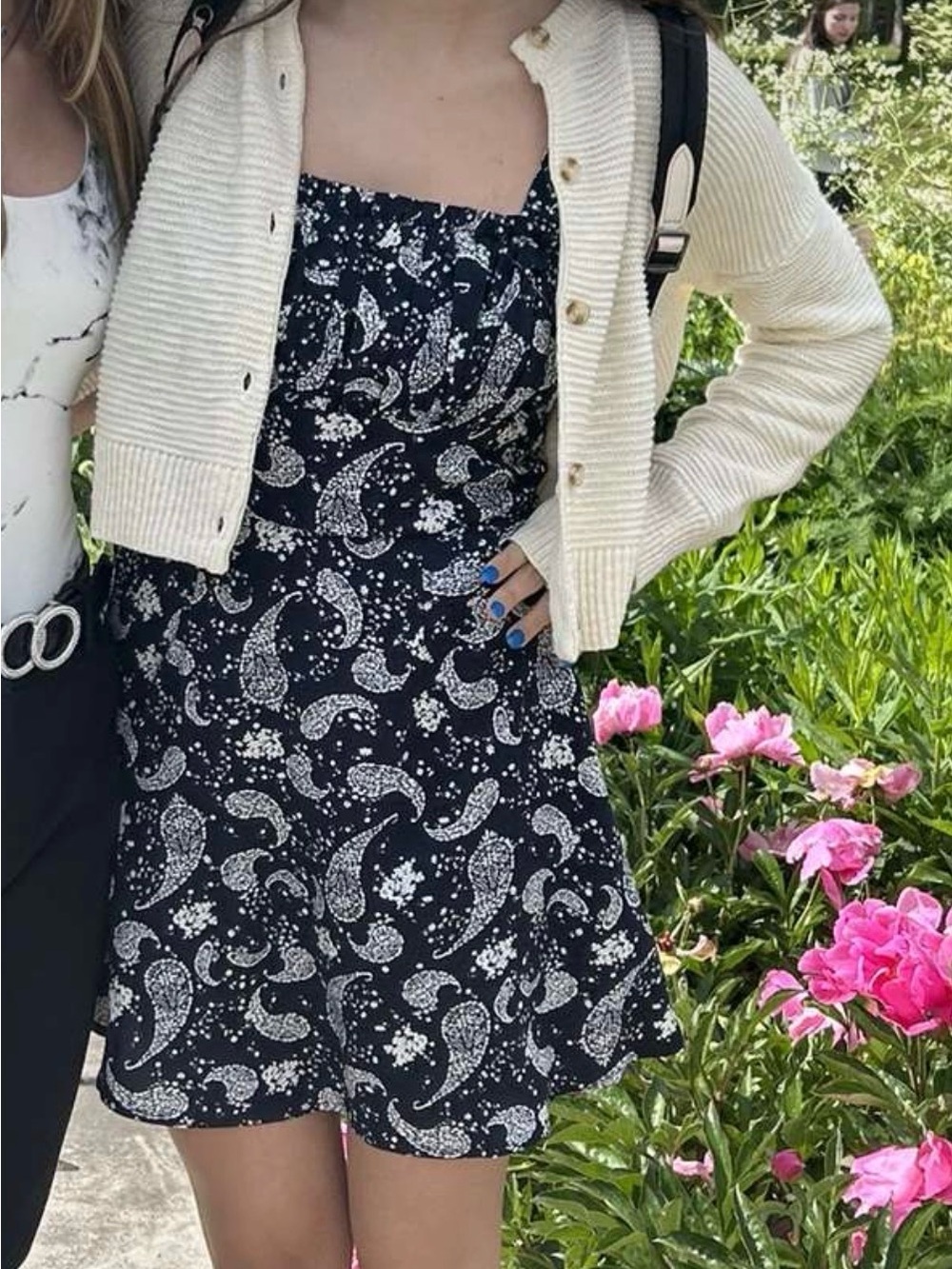 mi ami Paisley Print navy mini dress